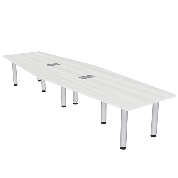 45 in W, 144 in L, 29 in H, Engineered Wood Top, White